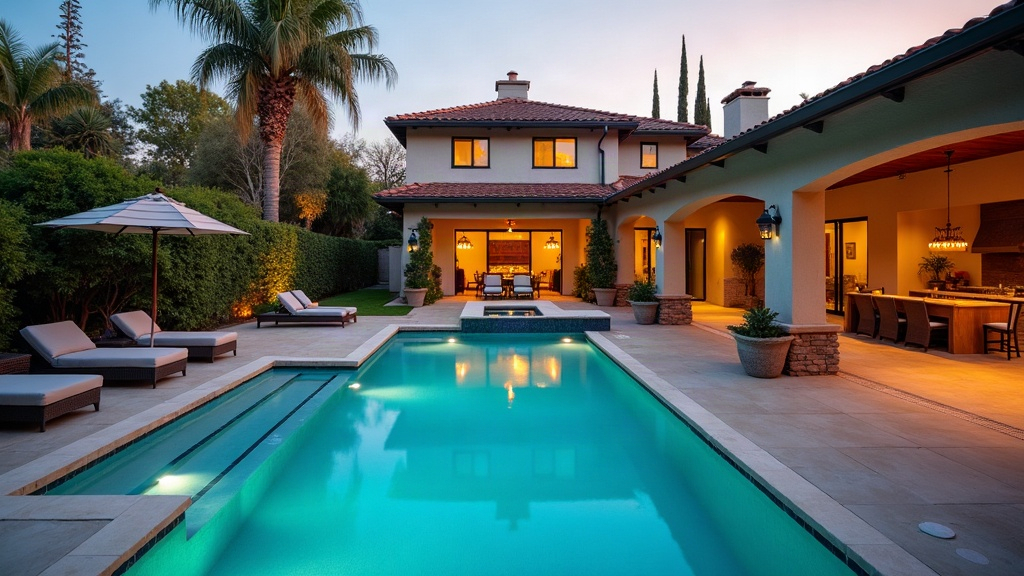Shimmering pool water texture, Southern California backyard
